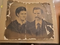Large image of couple c.1800s crumbling off cloth backing